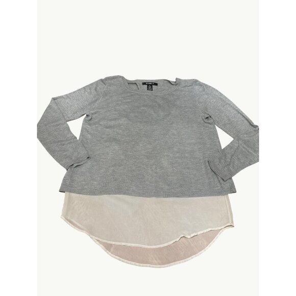 89th and Madison XL Gray Knit Chiffon Back Twist Pullover Lightweight Layer - Picture 10 of 11